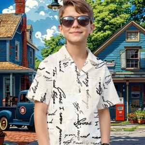 Camiseta de verano de manga corta para niños, con un elegante diseño de estampado de letras, transpirable y cómoda, perfecta para los atuendos diarios de los niños, fresca y refrescante, que muestra encanto individual