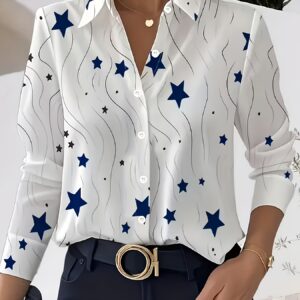 Camisa Elegante de Edición Especial para Mujer - Manga Larga, Cuello Clásico, Elasticidad Media, Lavable a Máquina, Ideal para Oficina, Viajes o Eventos Formales, Ropa de Oficina, Casual Sofisticado
