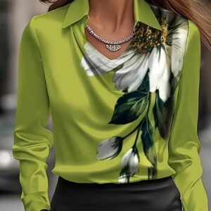 Elegante Camisa de Manga Larga con Cuello y Estampado