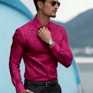 [Shu Le Shui OBM] Camisa de Vestir Formal para Hombre de Manga Larga con Botones en el Bajo, Color Sólido, Camisa de Negocios para Hombre de Manga Larga, Camisa de Vestir Verde Oscuro para Hombre, Camisa de Lujo para Hombre, Camisa de Diseño para Hombre, Camisa de Vestir Verde para Hombre