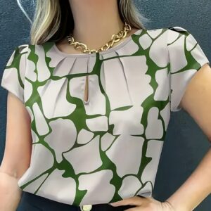 Camisa Estampada de Piedra con Estilo, Top Cómodo para Mujer
